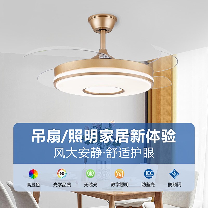 隐形风扇灯客厅餐厅吊扇灯家用一体吊灯2025年新款V电扇灯扇体吊