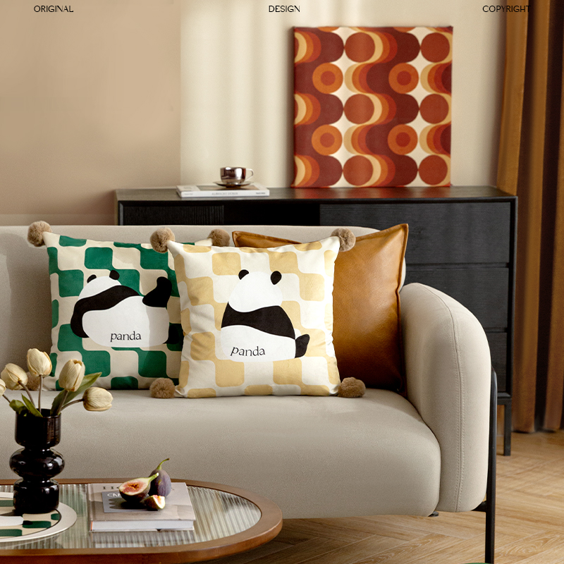 予物集【bPanda】卡通熊猫沙发抱枕靠枕靠垫办公室短毛绒客厅车用