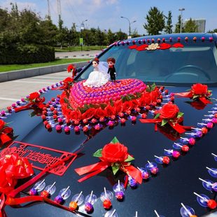 饰车头花主车结婚创意头车花全套车队拉花布置花车 棒棒糖主婚车装