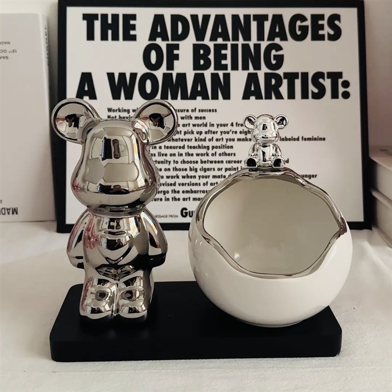 高级暴力熊收纳球入户玄关门口桌面钥匙收纳客厅摆件装饰