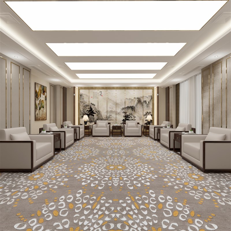 新中式贵宾接待沙发会客区会议室B商务办公室单人实木沙发茶几组