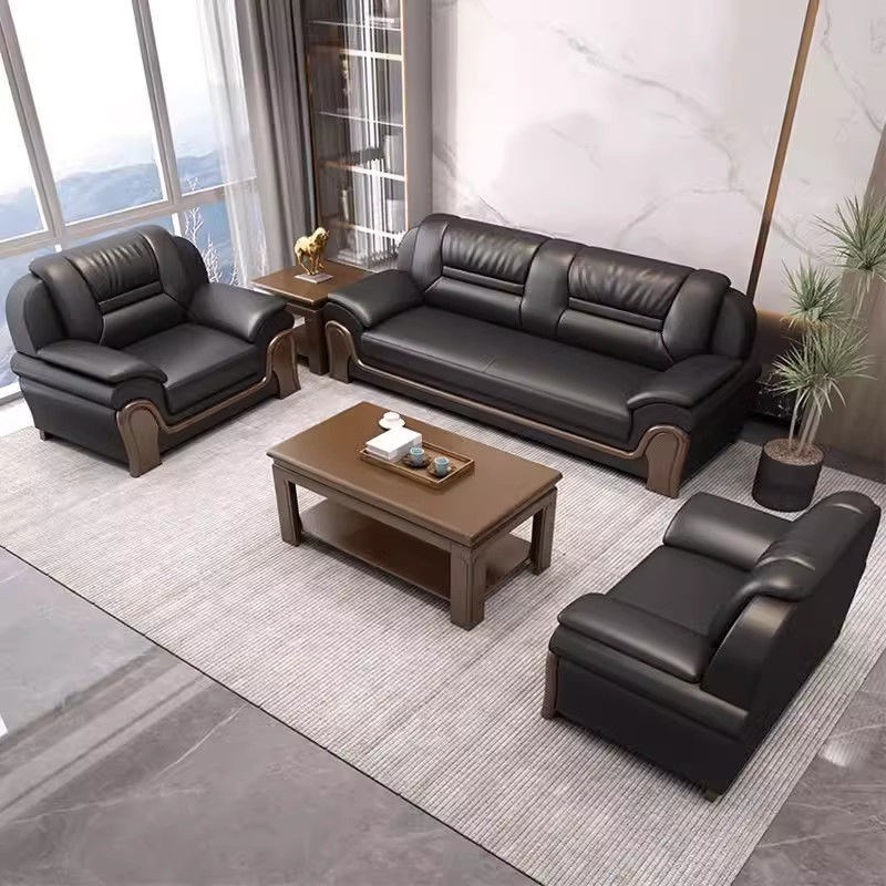 办公沙发商务简约客厅大t厅酒店接待休闲区真皮茶几会客办公室组