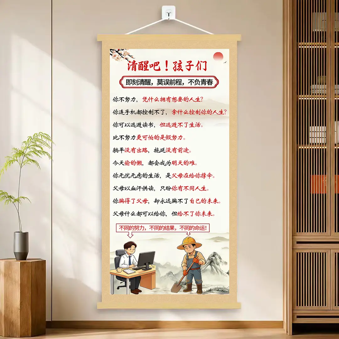 老师推荐【清醒吧孩子们】少年励志挂画客厅玄关书房装饰画挂画jh
