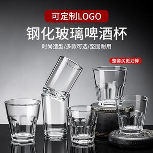 钢化玻璃啤酒杯商用防摔加厚八角杯家用杯子ktv酒吧一口杯定制