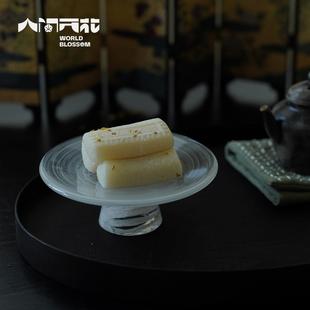 人间开花原创日式云雾系列家用玻璃高脚果盘置物盘烛台手工