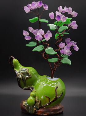 紫水晶摇钱树黄水晶摇钱树家居装饰品客厅入口酒柜店开幕乔迁礼物