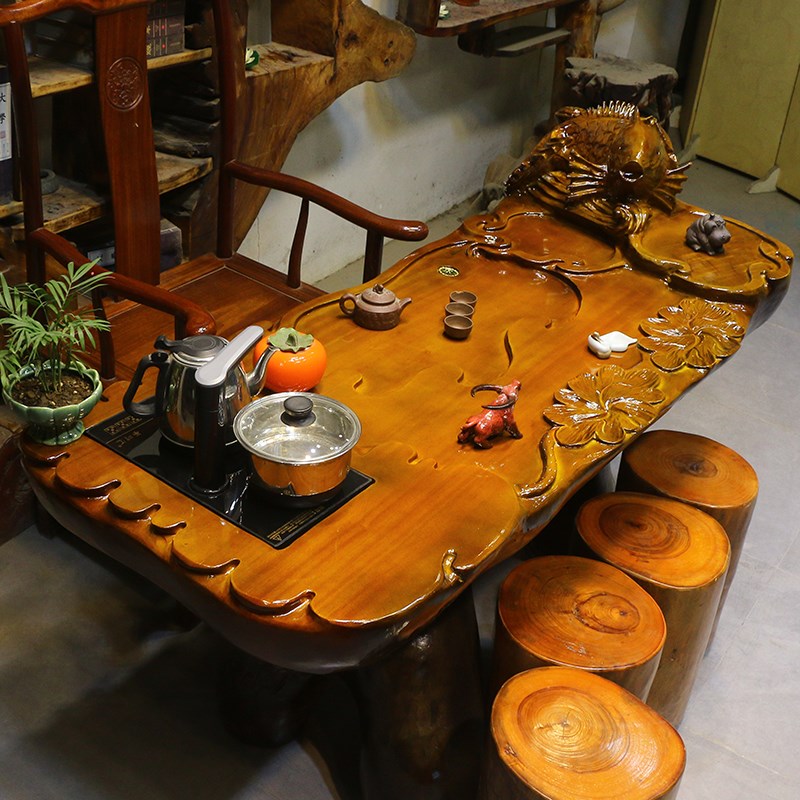 根雕茶台金丝楠木树根茶几整体实A木茶海内嵌电茶炉茶桌HC10658