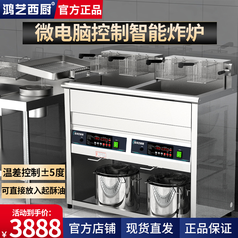 鸿艺立式c电炸炉商用电油炸锅炸鸡汉堡店炸串摆摊双缸专用油锅设