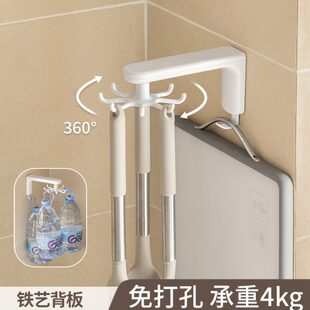 免打孔厨房挂钩挂架 旋转挂钩铲子勺子锅铲置物架收纳架墙上壁挂式