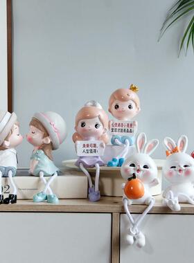个性可爱卡通桌面树脂吊脚娃娃装饰品摆件墙面墙上客厅卧室小摆设