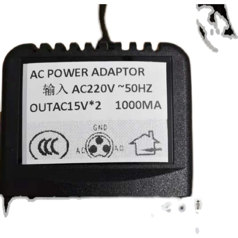 调音台双15V电源交流外置变压器输出三芯N适配器3孔圆口电源线