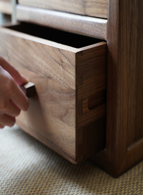 新中式茶边柜乌金石烧水台黑A胡桃木炕桌柜榻榻米飘窗茶家具