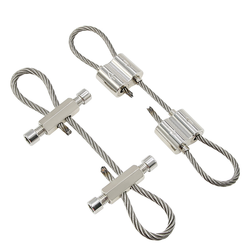 5mm6mm粗钢丝吊绳挂画器钢丝吊码锁线器J可调节304不锈钢丝绳锁扣