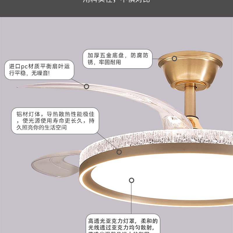 风扇灯2025现代极简主义客厅餐厅卧室隐I形吊顶风扇灯家用集成风