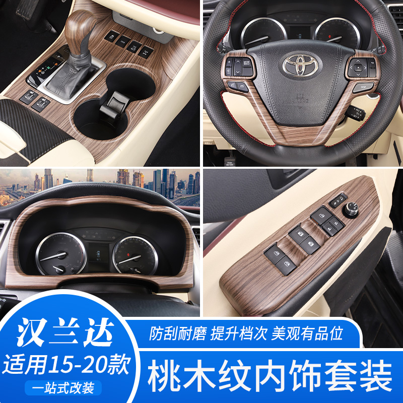适用15-21款Toyota汉兰达桃木纹内饰排挡头仪表R中控出风口汽车贴