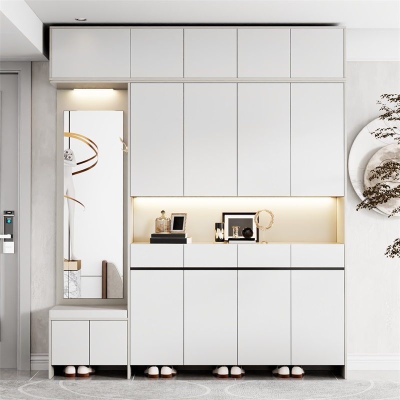 鞋柜玄关柜换g鞋凳一体到顶门厅轻奢进门家用门口入户靠墙坐凳定