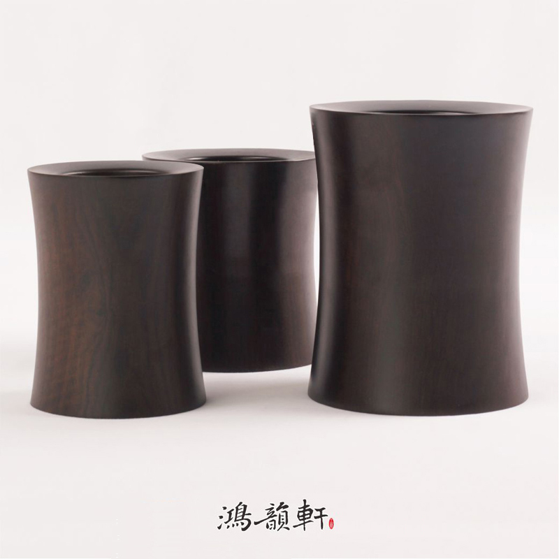 黑檀素面笔筒木质实木桌面收纳摆件明式简约光R面原木办公文房四