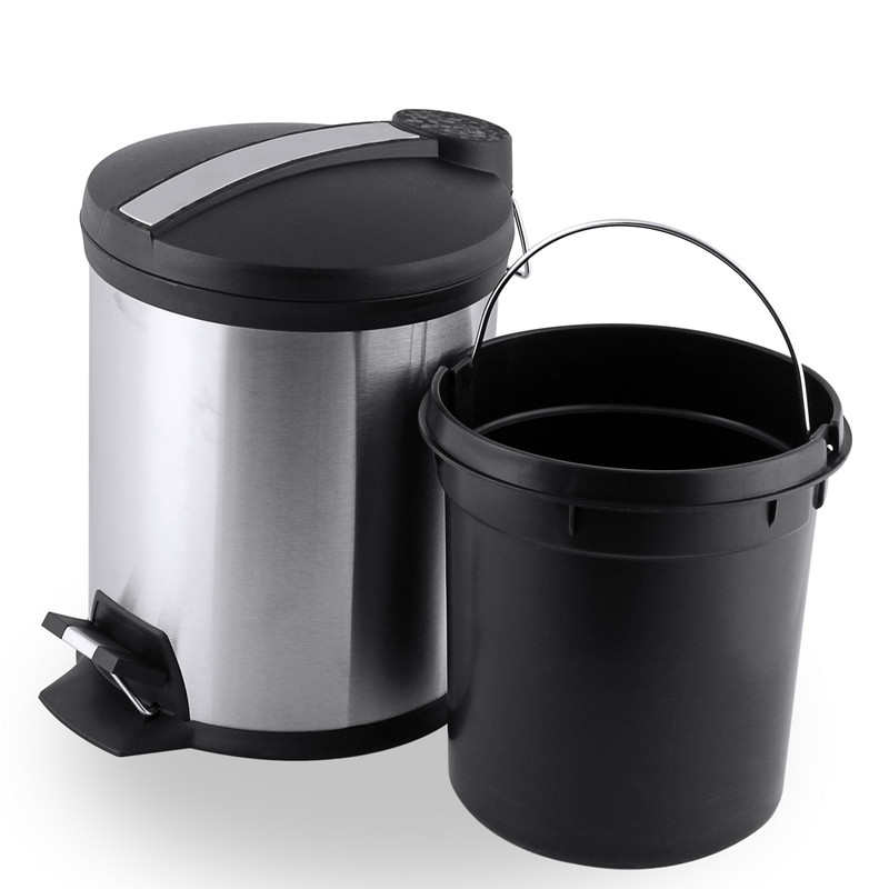 欧式不锈钢脚踏垃圾桶p家用创意厨房客厅大号垃圾筒圆形带盖5L