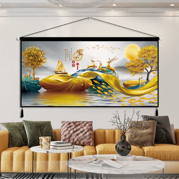 挂毯布艺发墙壁装饰财挂画画鹿墙布客厅背景墙装饰挂布背景布卧室图片
