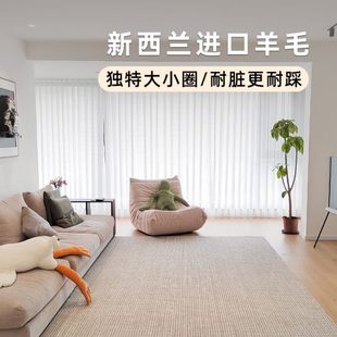 进口混纺条纹素色客厅地毯极简轻奢定制 古臻耐脏高级感羊毛地毯