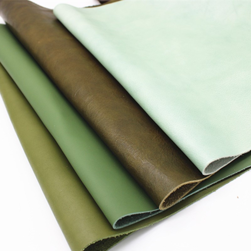 油蜡头层牛皮真皮欧式家具沙发床头软包皮K料绿色色平纹皮整张牛