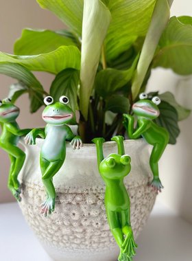 庭院盆景摆件装饰创意卡通青蛙挂饰创意动物树脂工艺品