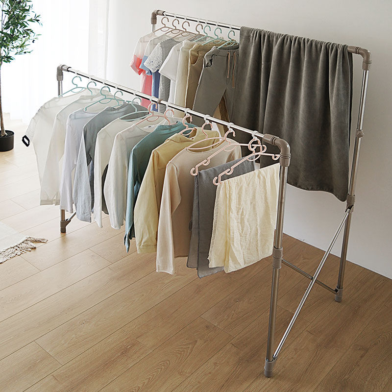 双杆式晾衣架折叠不锈钢落地升降凉挂衣架阳台晒被子X架室内晒衣