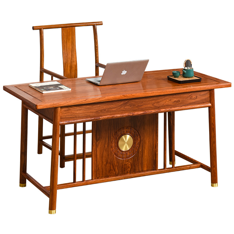 红木家具花梨木小书桌实木写字台学生桌新中式刺猬紫Y檀办公桌家