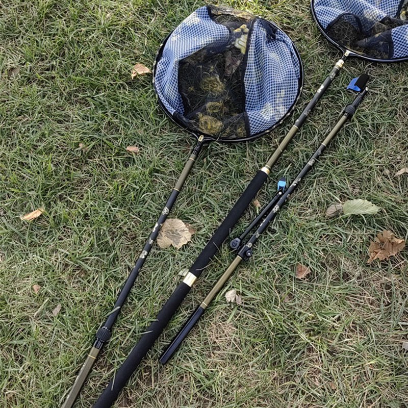 黑金飞抄抄网杆1.2变1.6米手柄烫金H版抄网竿黑坑鲤鱼抄网支架钓