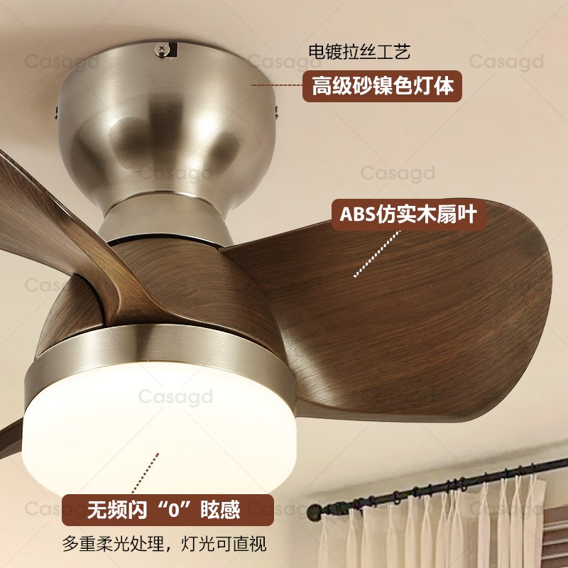 中古风古铜色风扇吸顶灯胡桃木色吊扇灯北欧卧室N灯书房餐厅灯cas