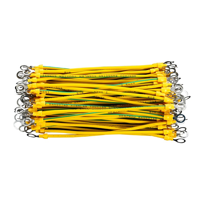 黄绿双色光伏接h地线软铜线桥架接地连接线4/6平方小黄线跨接线