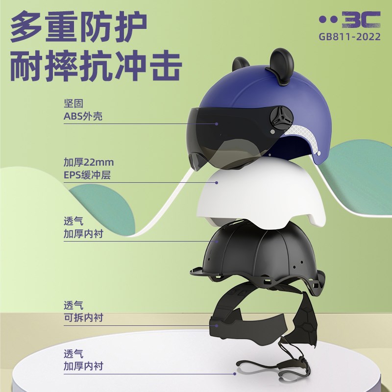 儿童头盔男孩1到3岁电动车2到6岁女孩小孩小童U宝宝幼儿安全帽