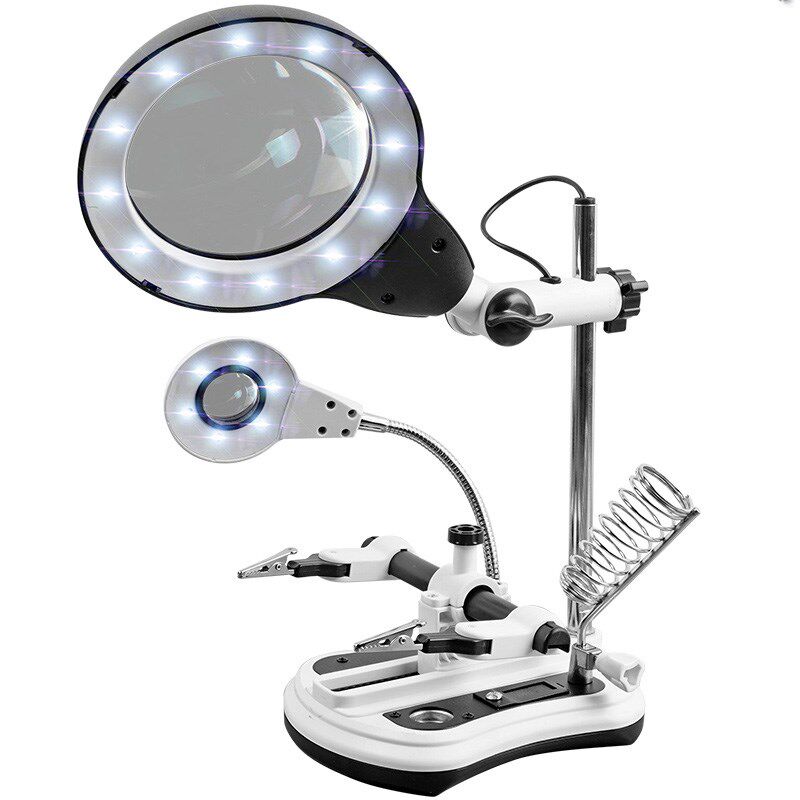 台式放大镜高清带灯电子维修钟表专用手机电路板T焊接微雕模型扩