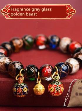 香灰釉面吞金兽手炼北京古法五行多宝兔龙年男女同款手炼