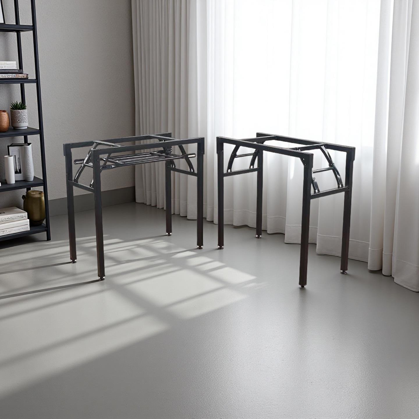 铁艺折叠桌腿支架长条桌户外课桌椅折叠桌腿支架家用桌腿支架