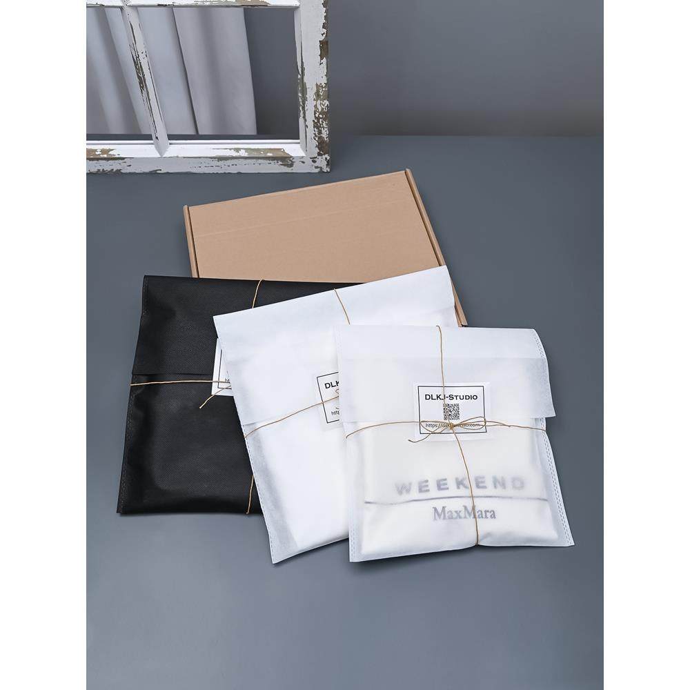 文艺手无纺布服装包装袋定制LOGOT恤礼品袋不干胶自粘衣服自封袋