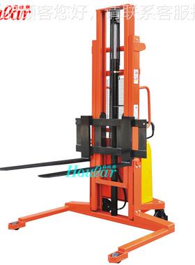 SM半电动堆高车 宽支腿升高812叉 电半动宽腿E电车动叉车液压