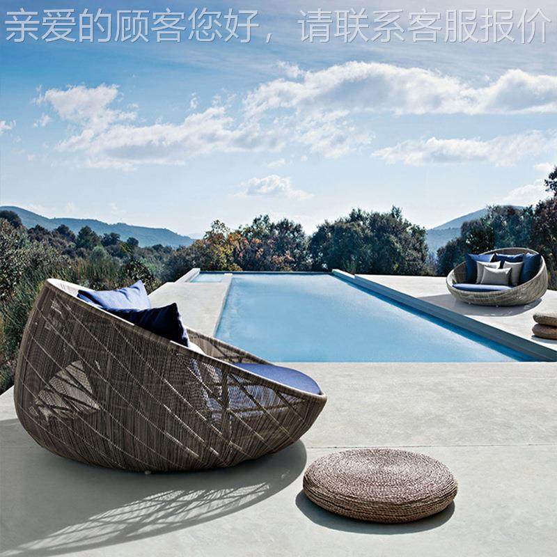 户外藤沙发躺床编花园圆形编藤椅休闲圆床沙织发 床 铝合金藤编圆,商业/办公家具,商用藤编家具,淘宝优惠券,粉丝福利购,淘宝优惠卷