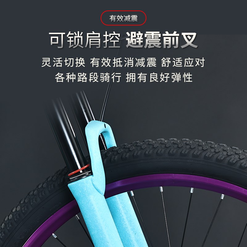 DES软尾山地自行车油压双碟刹减震越野单盘变Q速男女青少年学生车