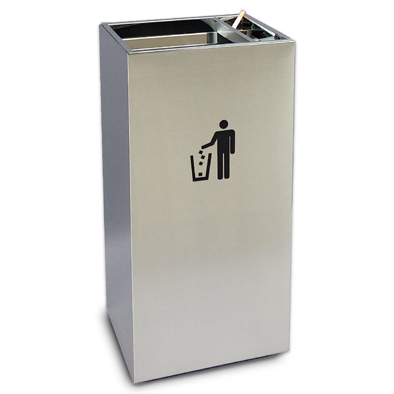 欧式不锈钢办公室银行p酒店家用宾馆方形立式垃圾桶带烟灰兜灭烟