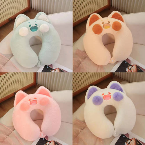 嘟嘟猫头枕卡通可爱U型枕头记忆棉可拆洗办公室午睡颈椎枕嘟猫枕