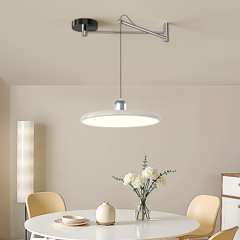 意式极简饭厅灯可移位摇臂餐桌饭厅吊线 线灯现代简约圆盘吧台吊
