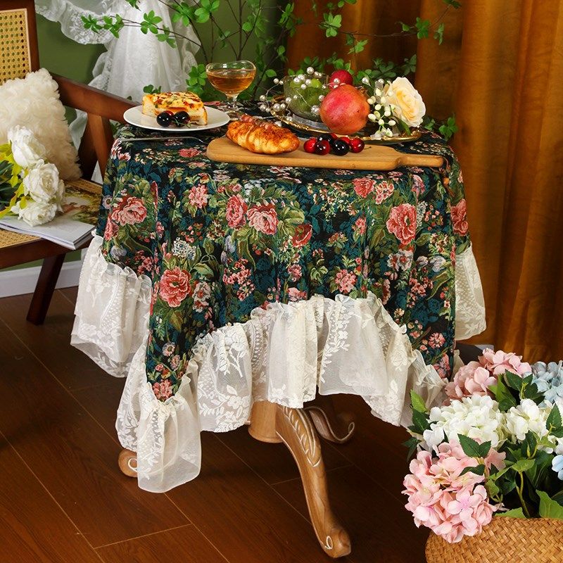 美式布艺餐桌布高级感复古风蔷薇花长方形桌布台布多用防尘盖巾罩,居家布艺,桌布,淘宝优惠券,粉丝福利购,淘宝优惠卷