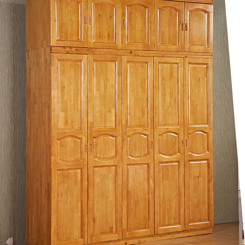 香柏木衣柜全实木五门原木现代中式带顶柜大储物衣橱组合卧室家具