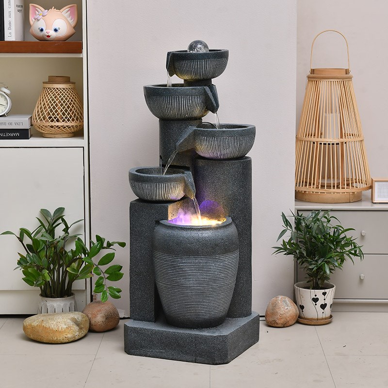 欧式流水摆件循环水生财客厅加湿器D山水景观简约现代假山喷泉造