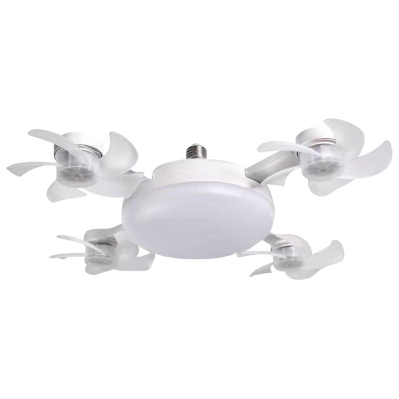 新款e27螺口三头四头扇吊v扇灯变频风扇吊灯家用ABS静音一体风扇