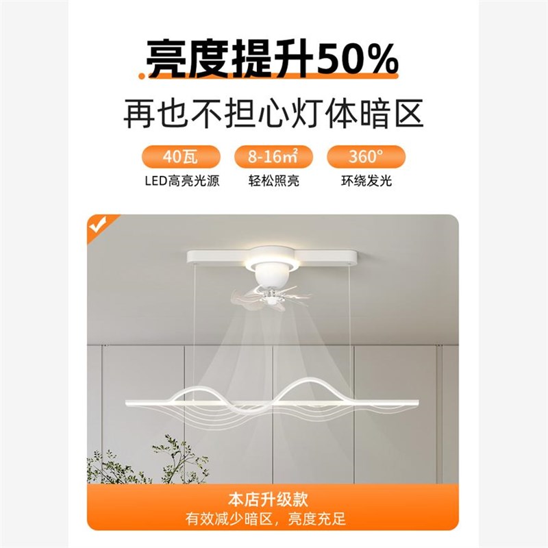 餐厅吊灯2025新款网红爆饭厅餐桌风扇灯摇N头现代简约大气长条灯
