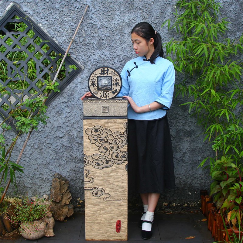 中式桌面流水摆件办公室前台招财进宝水晶球装饰水景客厅书房摆设