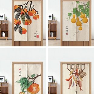 门帘免打孔家用卧室遮挡厕所半帘装 新中式 饰布艺帘入户玄关隔断帘