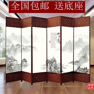 山水简约移动折屏入户门玄关 屏风隔断客厅酒店办公室卧室茶室中式
